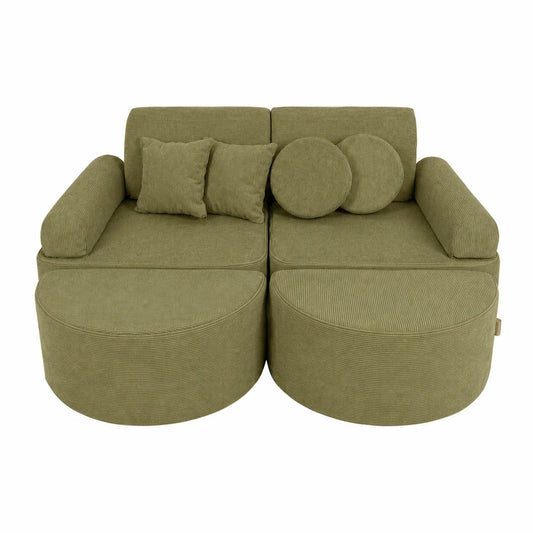 MeowBaby Medium Speelbank Slimcord Lime Plus met zachte modulaire elementen en extra kussens