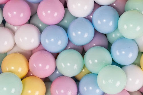 MeowBaby ballenbak ballen 200 stuks in baby blue, wit, mint, pastel roze en pastel geel van 7 cm