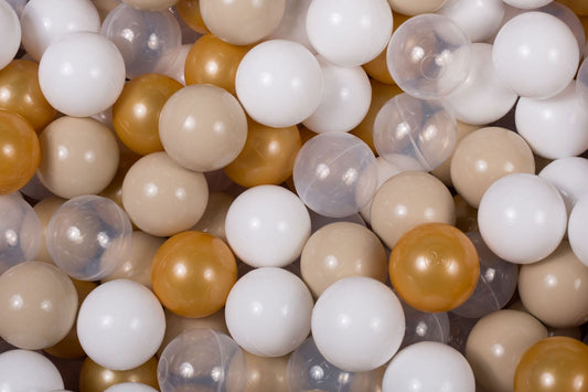 MeowBaby ballenbak ballen 200 stuks in beige, wit en transparant van 7 cm