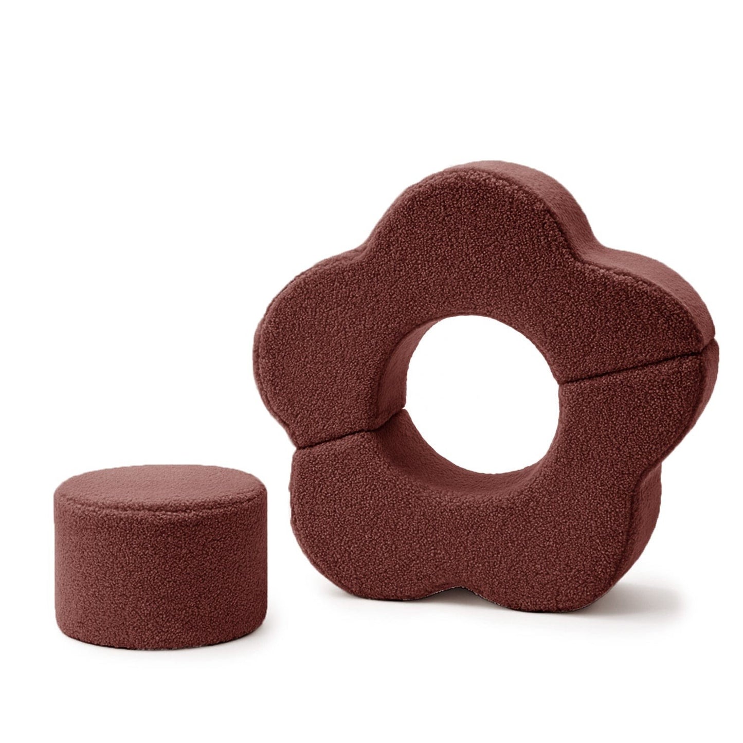 MeowBaby Bearly Flower Shape Set Donkerbruin met drie zachte foamelementen en grote bloemvorm