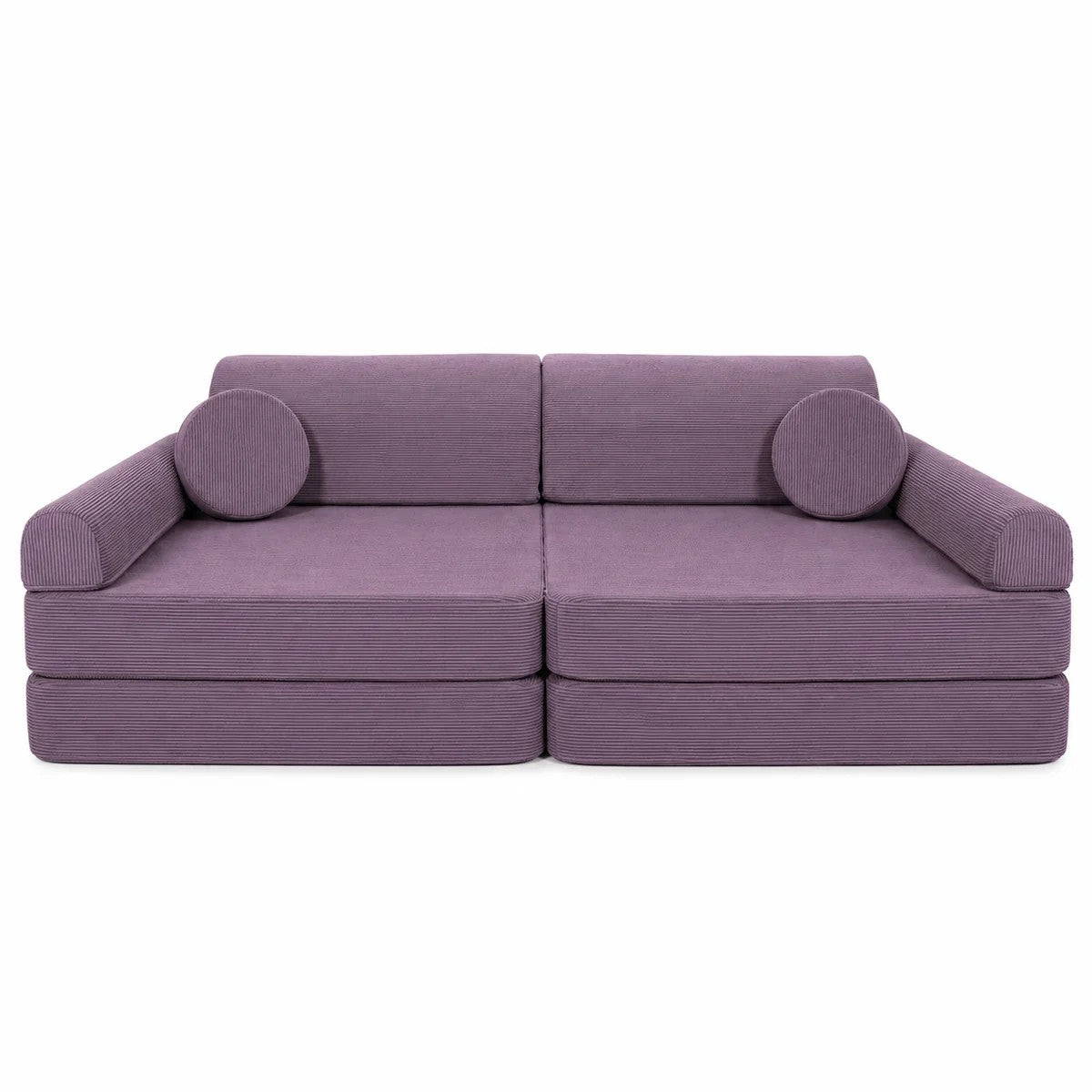 MeowBaby Grote Speelbank Premium Slimcord Lavender met zachte corduroy bekleding en twee losse poefs