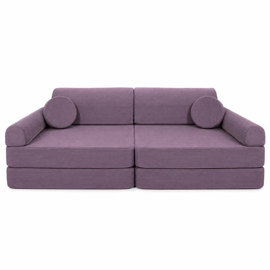 MeowBaby Grote Speelbank Premium Slimcord Lavender met zachte corduroy bekleding en twee losse poefs