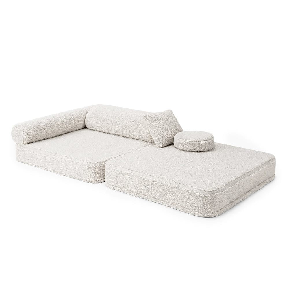 MeowBaby Bearly Seat Gebroken Wit modulaire kinderstoel met vijf zachte foam elementen en losse kussens