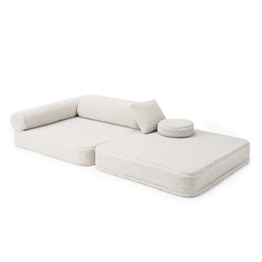 MeowBaby Bearly Seat Gebroken Wit modulaire kinderstoel met vijf zachte foam elementen en losse kussens
