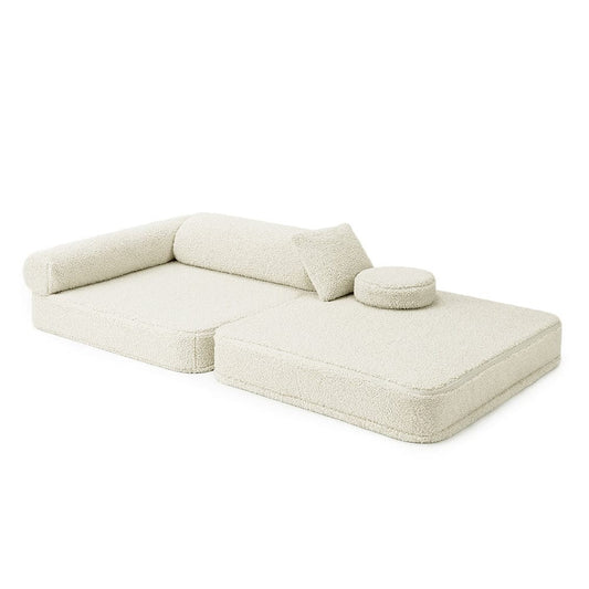 MeowBaby Bearly Seat Crème modulaire kinderstoel met vijf zachte foam elementen en losse kussens