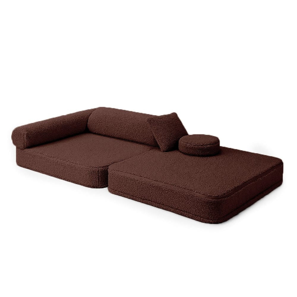 MeowBaby Bearly Seat Donkerbruin modulaire kinderstoel met vijf zachte foam elementen en losse kussens