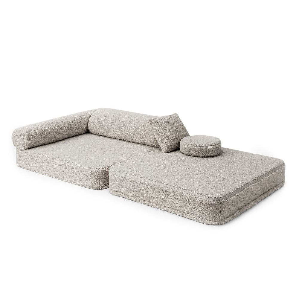 MeowBaby Bearly Seat Lichtgrijs modulaire kinderstoel met vijf zachte foam elementen en losse kussens