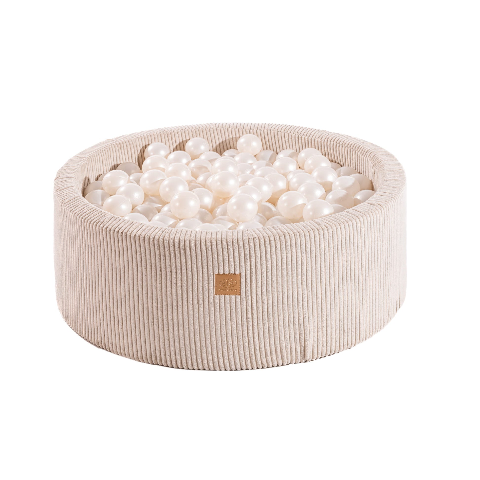 MeowBaby ronde ballenbak met 200 parelballen 90x30 cm in fluweel ecru