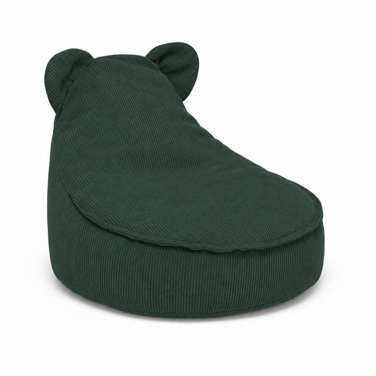 MeowBaby Slimcord Teddy kinderzitzak Forrest met zachte fijn geribbelde donkergroene bekleding