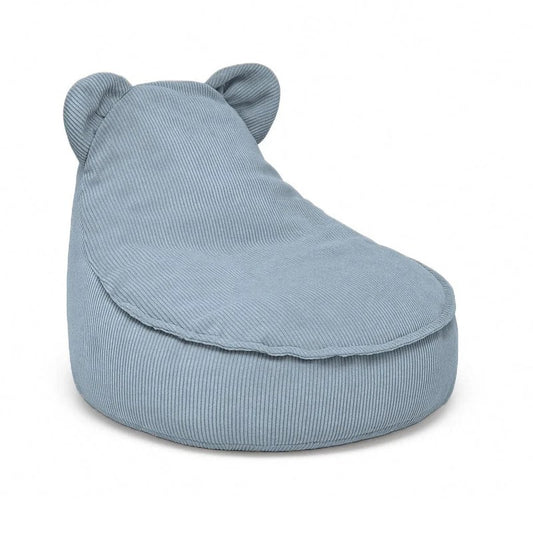 MeowBaby Slimcord Teddy kinderzitzak Turquoise met zachte fijn geribbelde turquoise bekleding