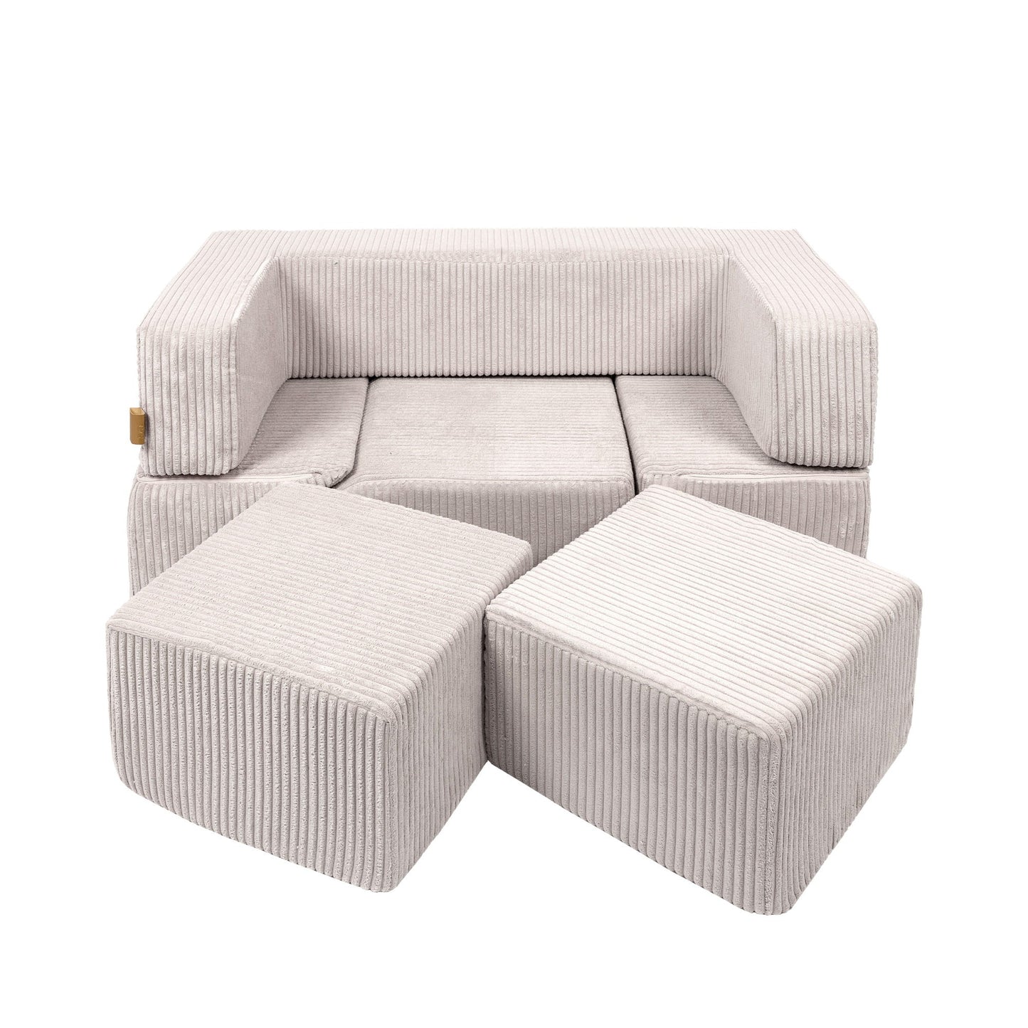 MeowBaby Aesthetic Bricks speelbank in Ecru met zachte modulaire velvet corduroy foamelementen