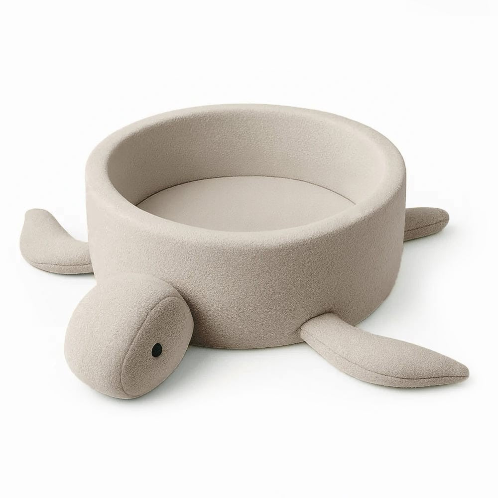 MeowBaby Turtle ballenbak Bouclé Biscuit Beige in schildpadvorm 90 cm
