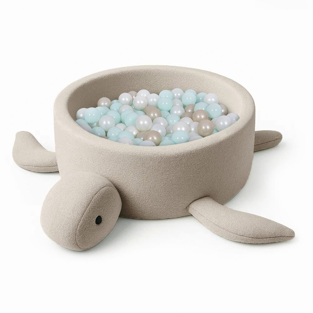 MeowBaby Turtle ballenbak Bouclé Biscuit Beige met speelballen 90 cm