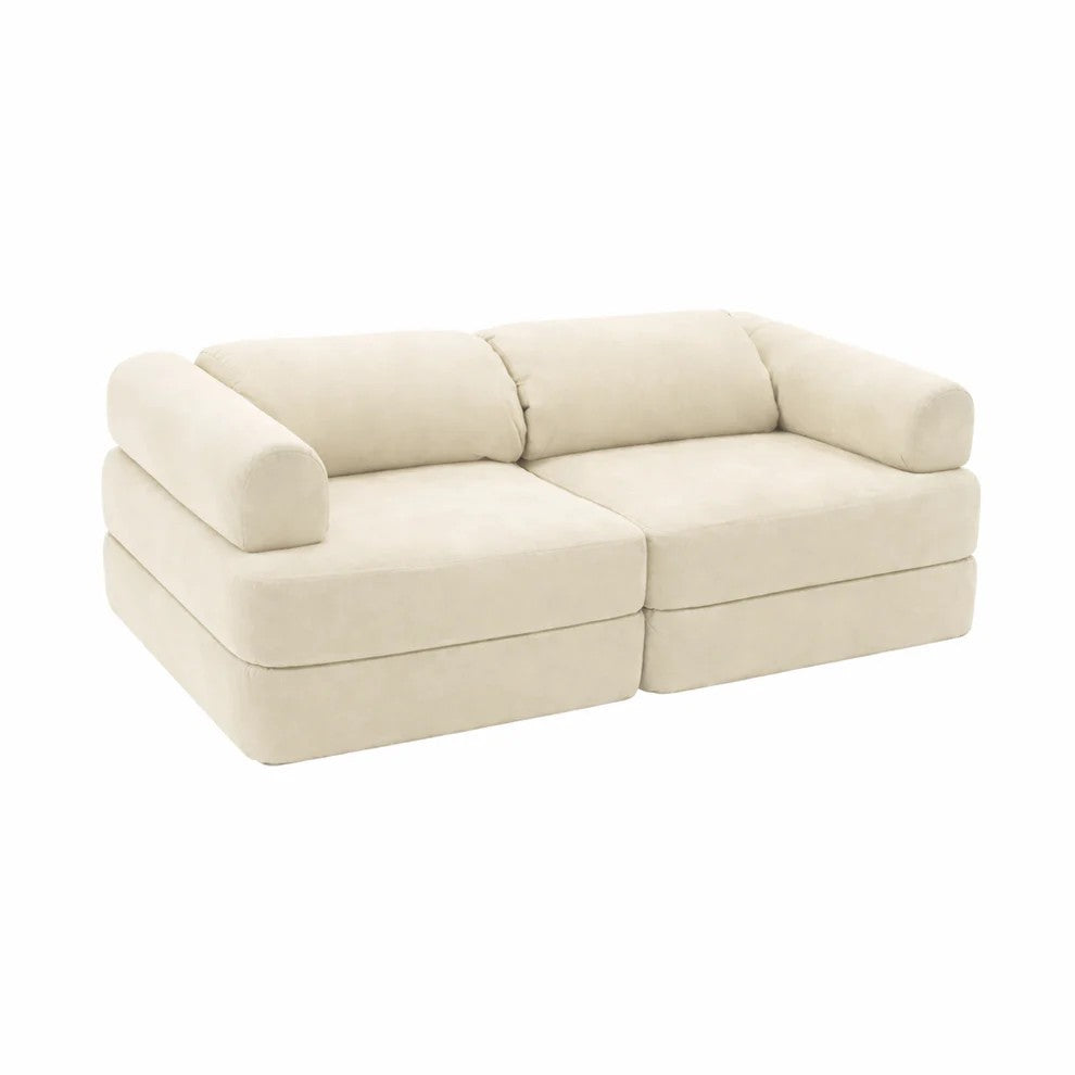 Bees & Blooms modulaire speelsofa beige met zachte corduroy modules voor bouwen, spelen en ontspannen