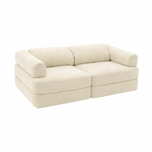 Bees & Blooms modulaire speelsofa beige met zachte corduroy modules voor bouwen, spelen en ontspannen