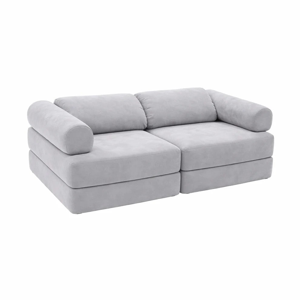 Bees & Blooms modulaire speelsofa blauw met zachte corduroy modules voor bouwen, spelen en ontspannen