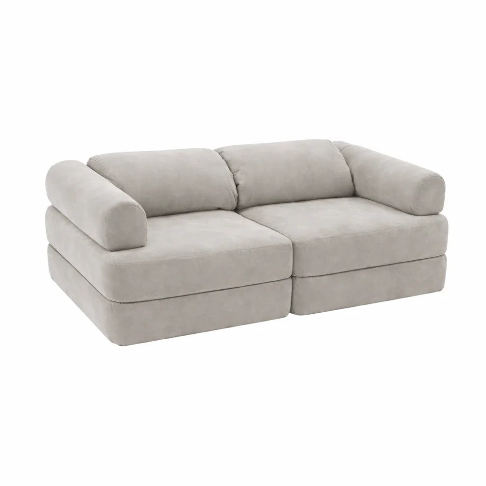 Bees & Blooms modulaire speelsofa grijs met zachte corduroy modules voor bouwen, spelen en ontspannen