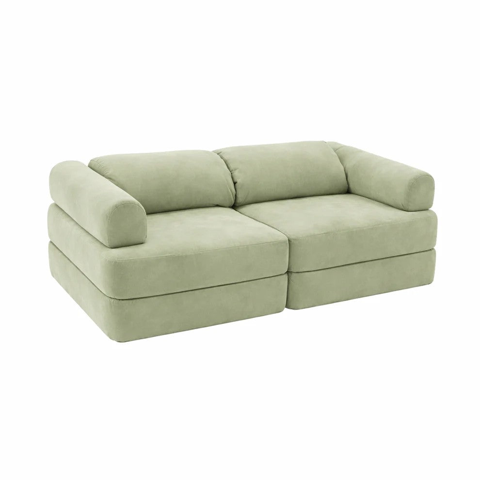 Bees & Blooms modulaire speelsofa groen met zachte corduroy modules voor bouwen, spelen en ontspannen