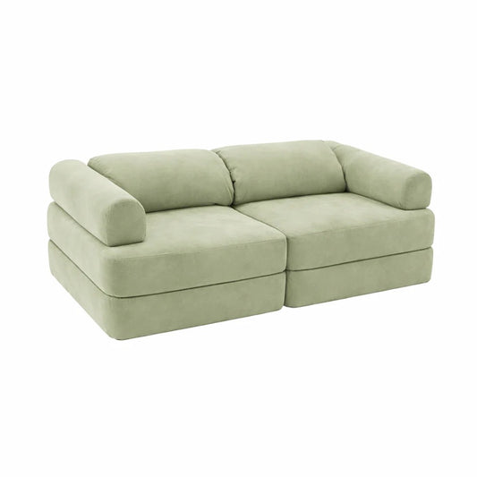 Bees & Blooms modulaire speelsofa groen met zachte corduroy modules voor bouwen, spelen en ontspannen