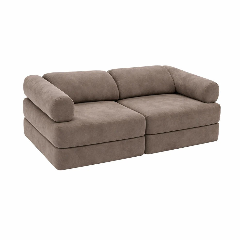 Bees & Blooms modulaire speelsofa taupe met zachte corduroy modules voor bouwen, spelen en ontspannen