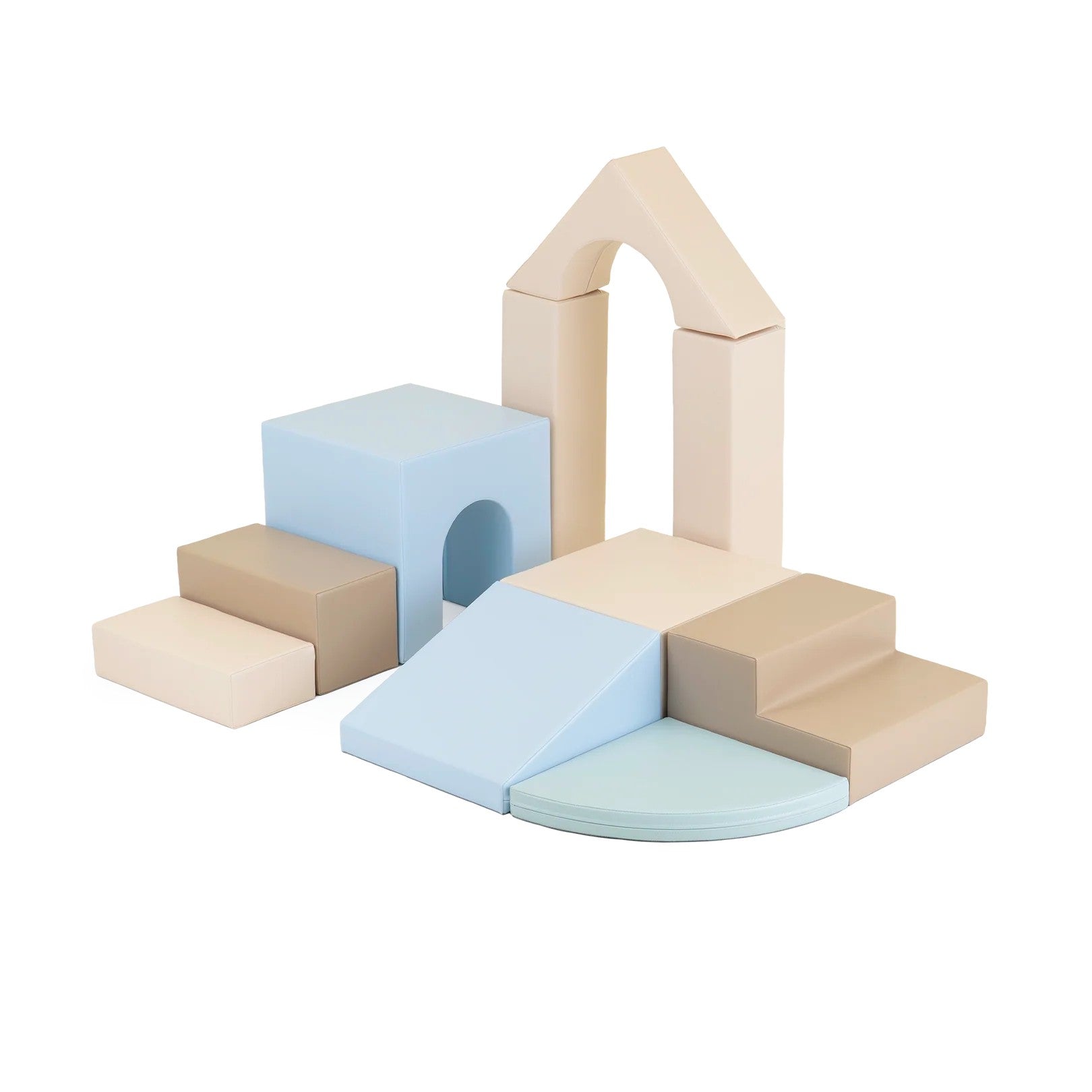 IGLU Soft Play Set Baby Gym Earth Pastel met zachte foam speelblokken in verschillende vormen en rustige pasteltinten