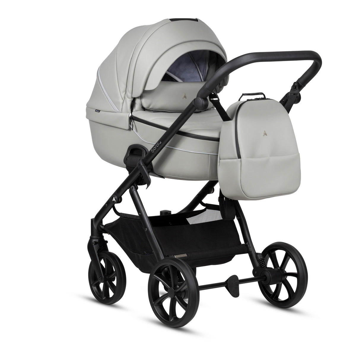 Noordi Fjordi V2 Leather 2027 2-in-1 kinderwagen Sleet 074 met THERMOCOT reiswieg, grote ALL-ROAD wielen en eco-leather details