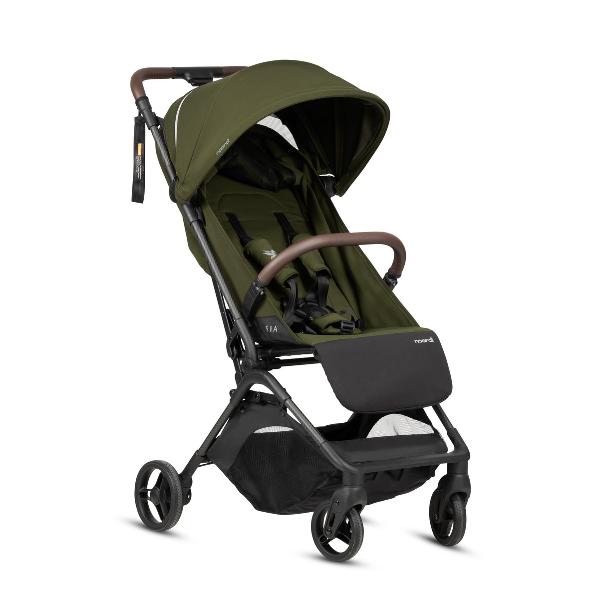 Noordi Sia compacte buggy Navy Green 603 met UPF 50+ zonnekap, lichtgewicht frame en eco-leather duwbeugel