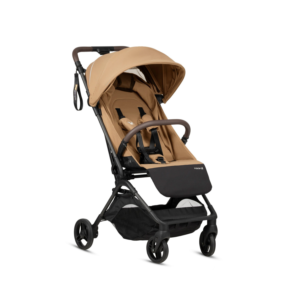 Noordi Sia compacte buggy Sand Beige 600 met UPF 50+ zonnekap, lichtgewicht frame en eco-leather duwbeugel