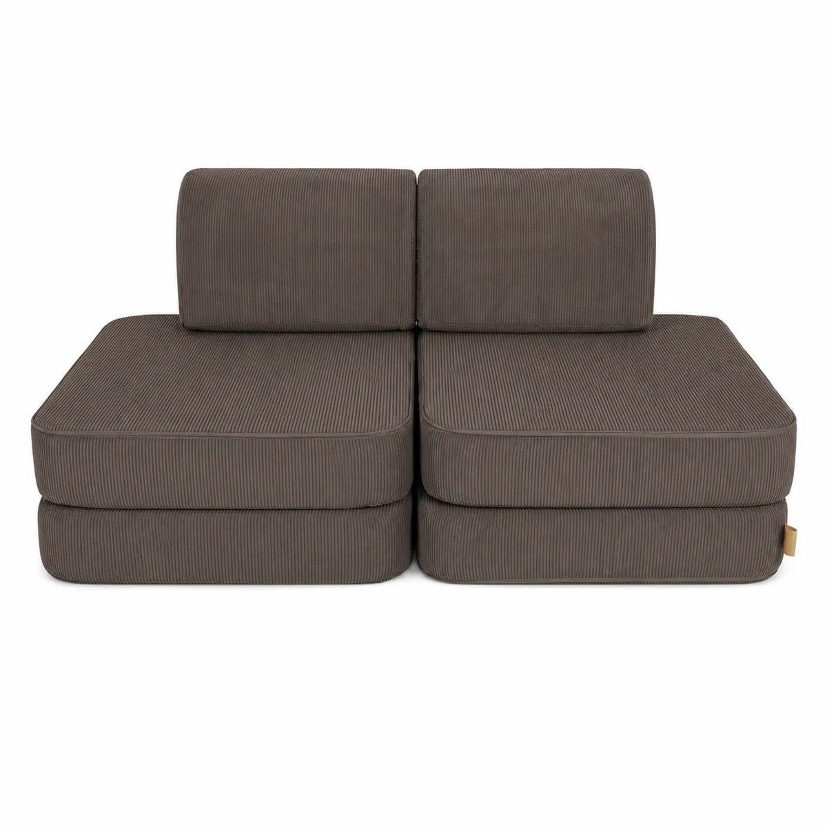 MeowBaby Small Speelbank Slimcord Taupe met zachte modulaire elementen en fijne taupekleurige ribstructuur
