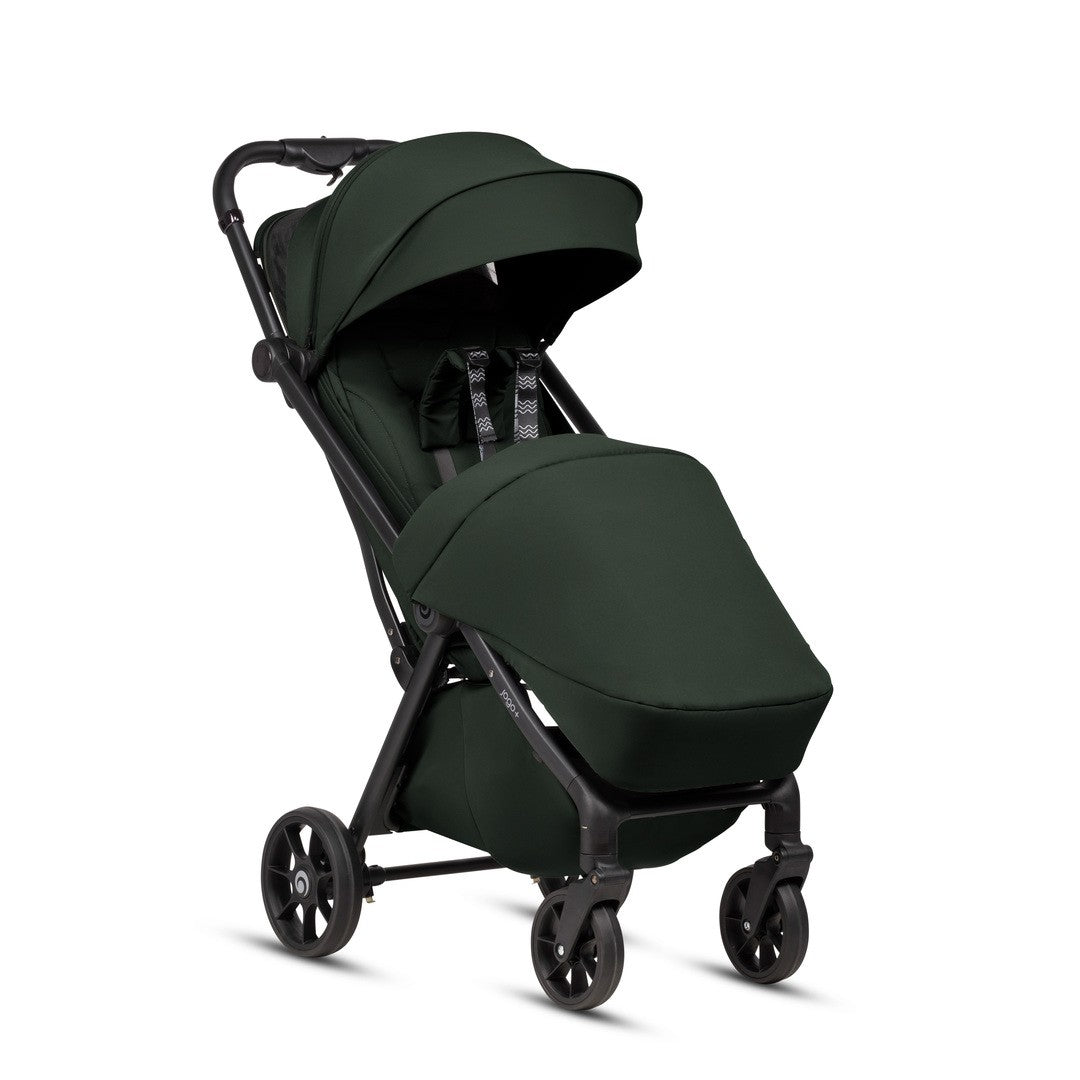 Tutis JOGO+ compacte buggy Dark Green 144 met donkergroene bekleding, all-road wielen en zwart frame