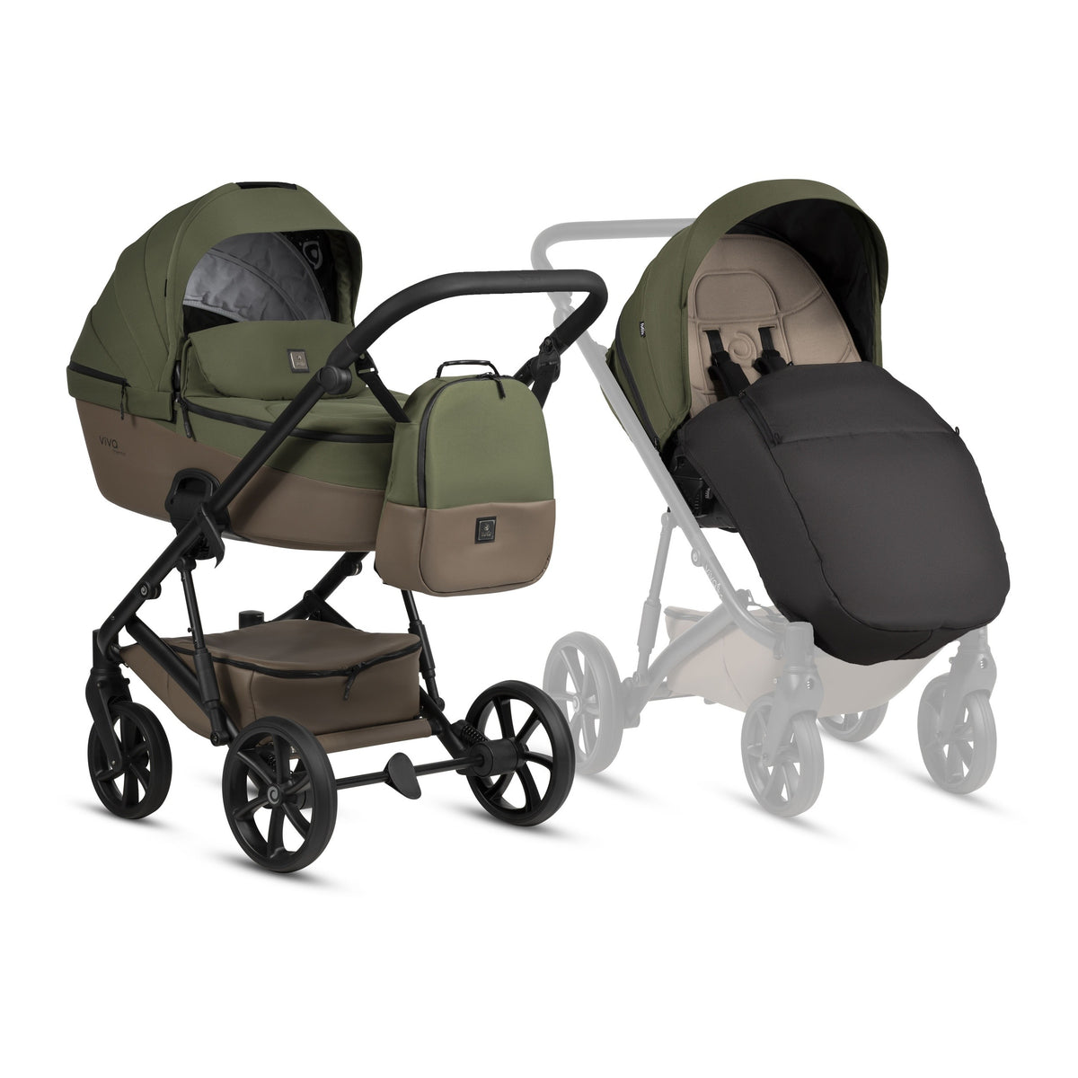 Tutis Viva 6+ Essential 2-in-1 kinderwagen Pine 050 met ThermoCot reiswieg en aluminium chassis